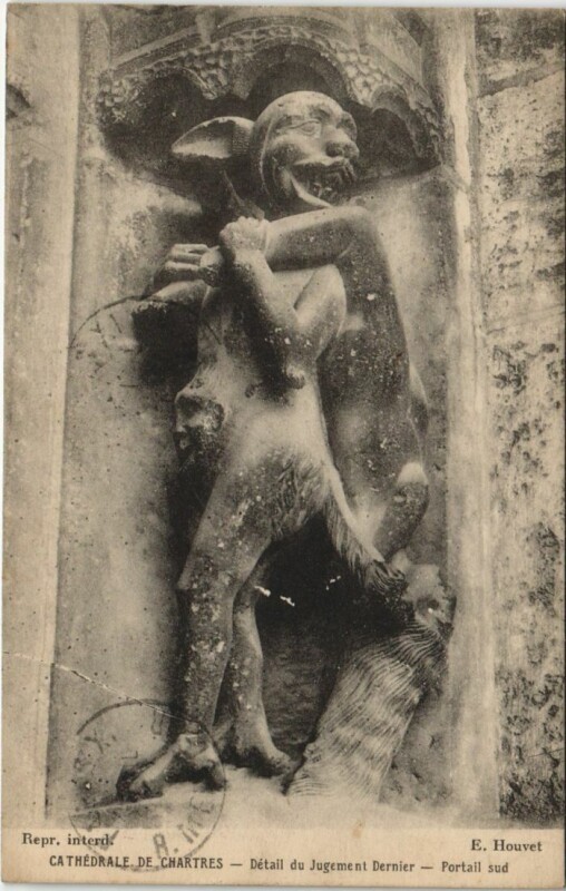 Carte postale ancienne Chartres Cathedrale Detail du Jugement France à Chartres