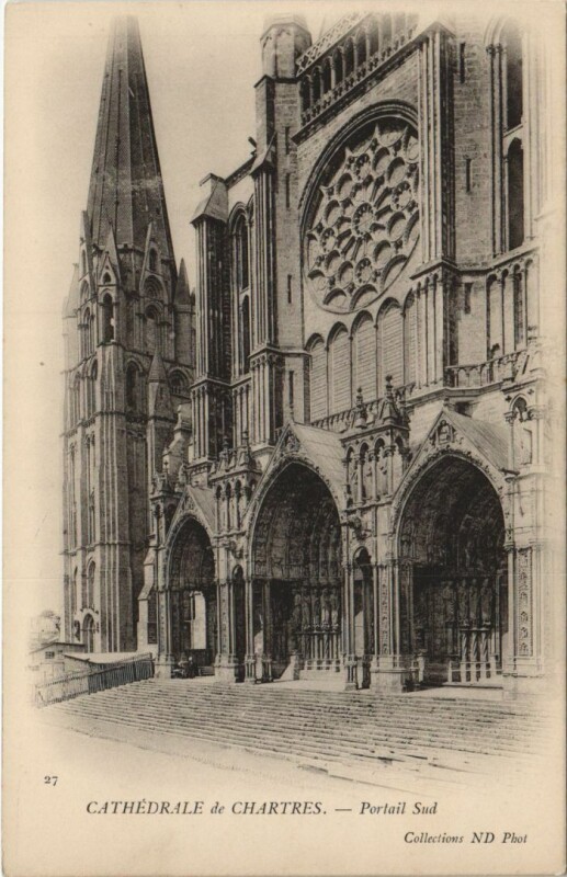 Carte postale ancienne Chartres Cathedrale Portail Sud France à Chartres