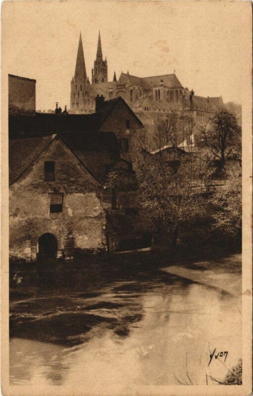 Carte postale ancienne Chartres Matinee de printemps sur les Bords de l'Eure France à Chartres