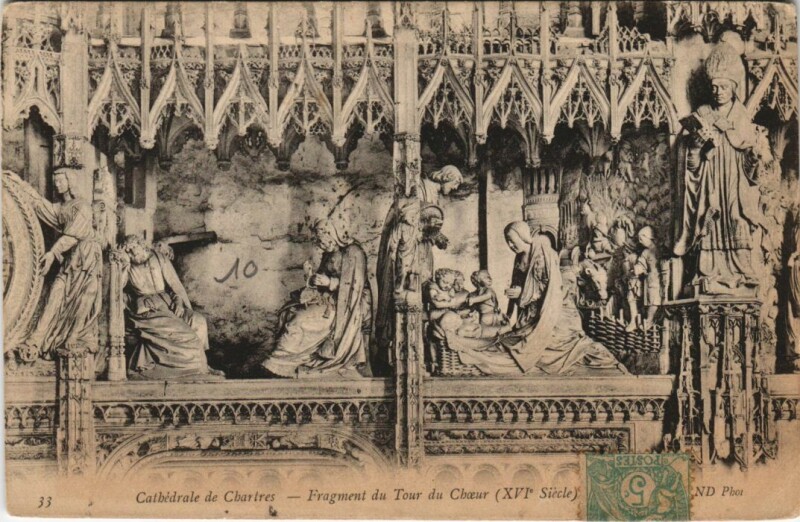 Carte postale ancienne Chartres Cathedrale Fragment du Tour du Choeur France à Chartres