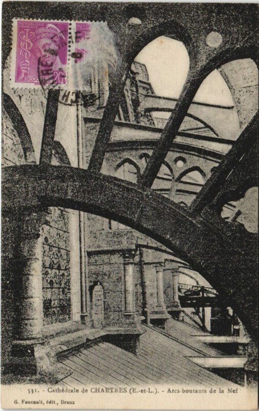 Carte postale ancienne Chartres Cathedrale Arcs boutants France à Chartres
