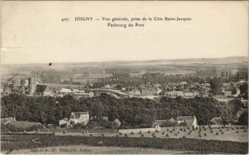 Carte postale ancienne Joigny Vue Generale, prise de la Cote St.Jacques France à Joigny