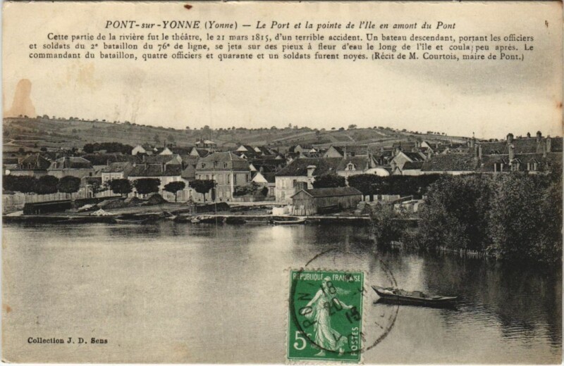 Carte postale ancienne Pont sur Yonne Le Port et la pointe de l'Ile France à Pont-sur-Yonne