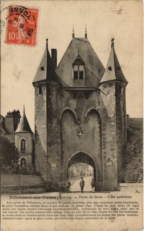 Carte postale ancienne Villeneuve s Yonne Porte de Sense France
