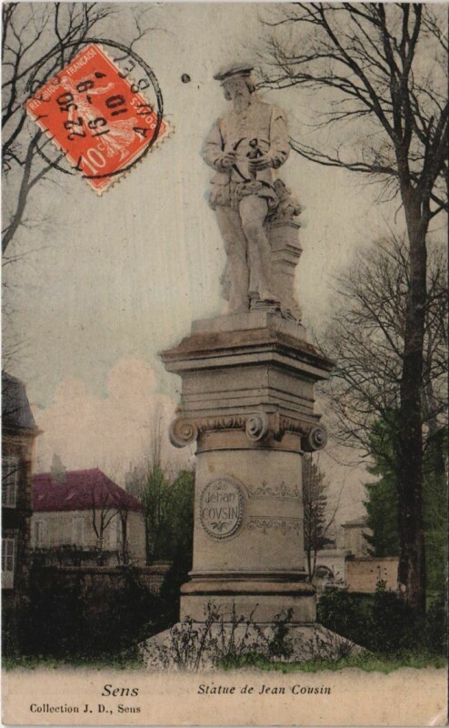 Carte postale ancienne Sens Statue de Jean Cousin France