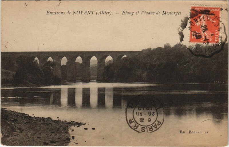 Carte postale ancienne Noyant Environs - Etang et Viaduc de Messarges