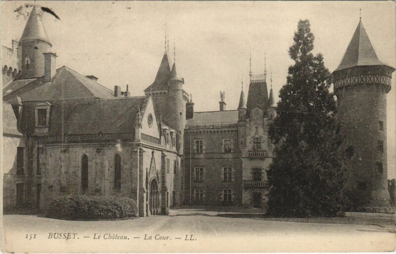 Carte postale ancienne Busset Le Chateau - La Cour à Busset