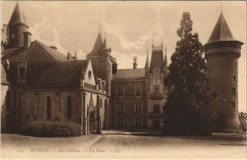 Carte postale ancienne Busset Le Chateau - La Cour à Busset