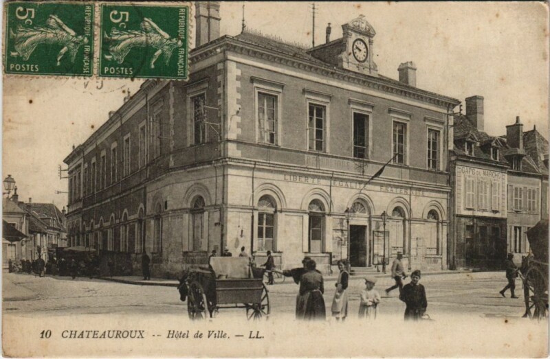 Carte postale ancienne Chateauroux Hotel de Ville France