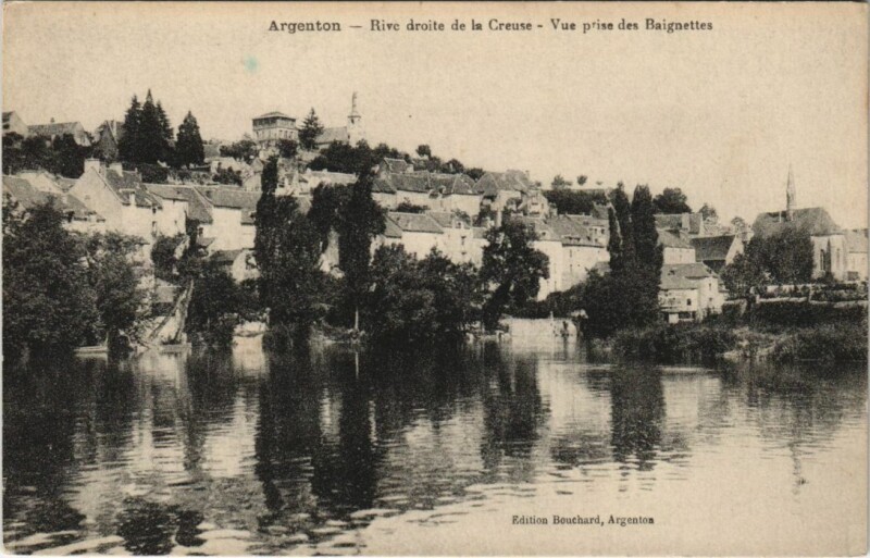 Carte postale ancienne Argenton Vue prise des Baignettes France