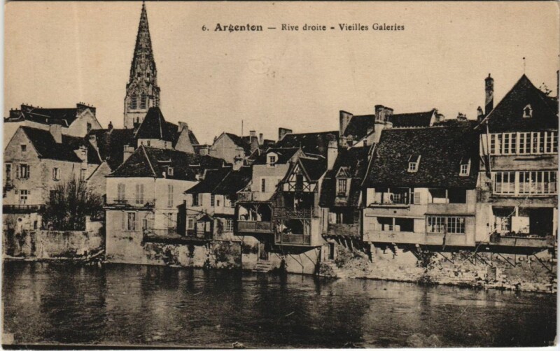 Carte postale ancienne Argenton Rive droite, Vieilles Galeries France