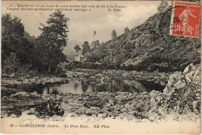 Carte postale ancienne Gargilesse Le Pont Noir France