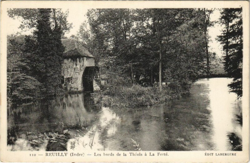 Carte postale ancienne Reuilly Les bords de la Theols France à Reuilly