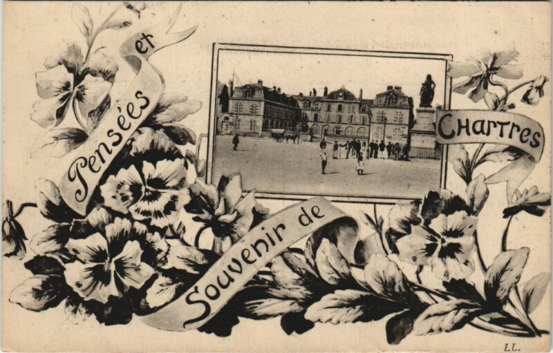 Carte postale ancienne Chartres Pensees et Souvenir de Chartres - Town Scene à Chartres