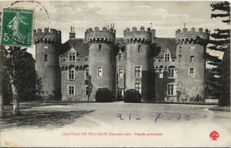 Carte postale ancienne Villebon Chateau de Villebon - Facade Principale à Villebon