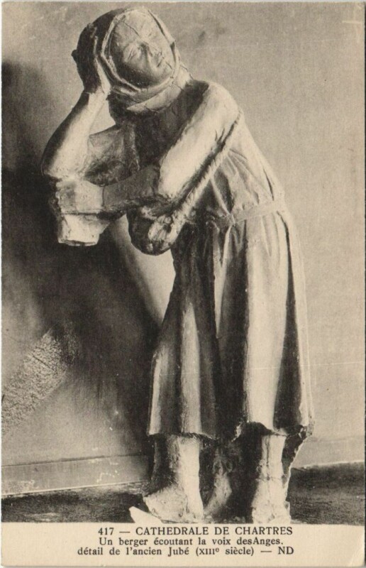 Carte postale ancienne Chartres Cathedrale - Statue à Chartres