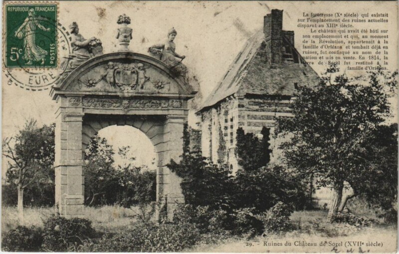 Carte postale ancienne Sorel-Moussel Ruines du Chateau de Sorel à Sorel-Moussel