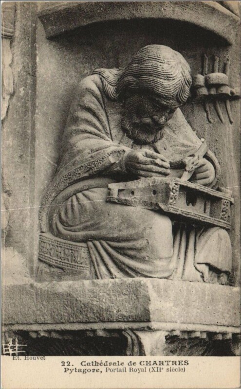 Carte postale ancienne Chartres Cathedrale - Pytagore - Portail Royal à Chartres