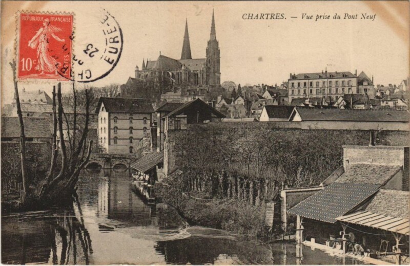 Carte postale ancienne Chartres Vue prise du Pont Neuf à Chartres