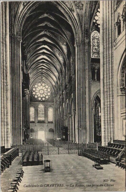 Carte postale ancienne Chartres Cathedrale - La Rosace - Vue prise de Choeur à Chartres