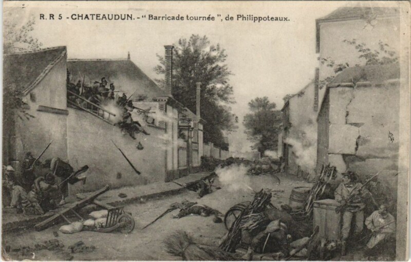 Carte postale ancienne Chateaudun Barricade Tournee de Philippoteaux