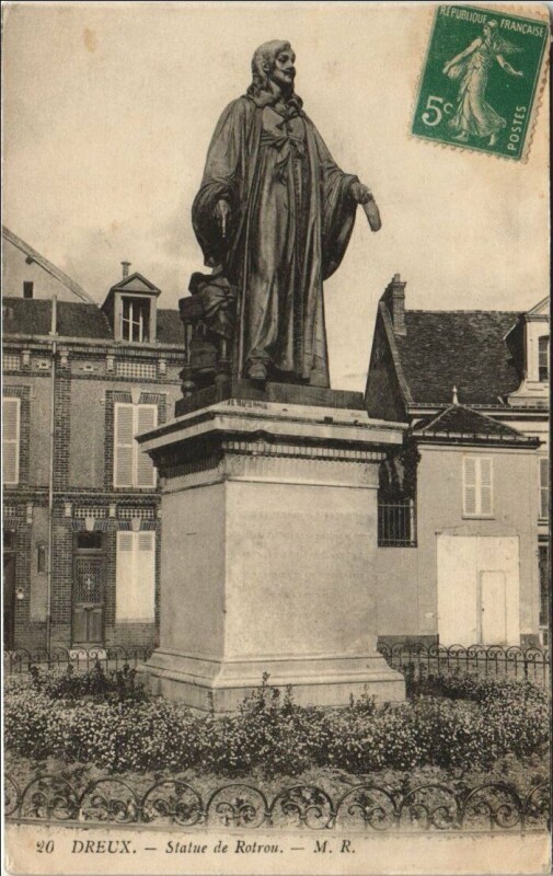 Carte postale ancienne Dreux Statue de Rotrou à Dreux