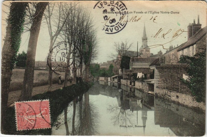 Carte postale ancienne Bonneval Les Fosses et l'Eglise Notre-Dame France à Bonneval
