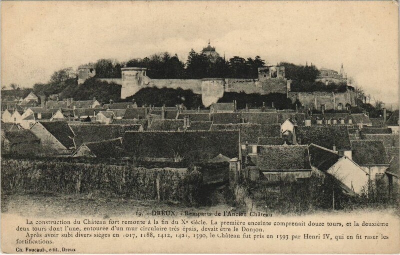 Carte postale ancienne Dreux Remparts de l'Ancien Chateau France à Dreux