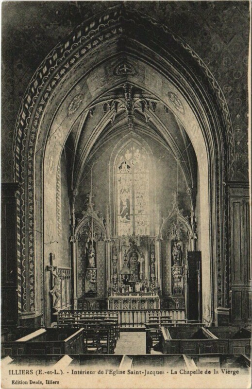Carte postale ancienne Illiers Interieur de l'Eglise Saint-Jacques France