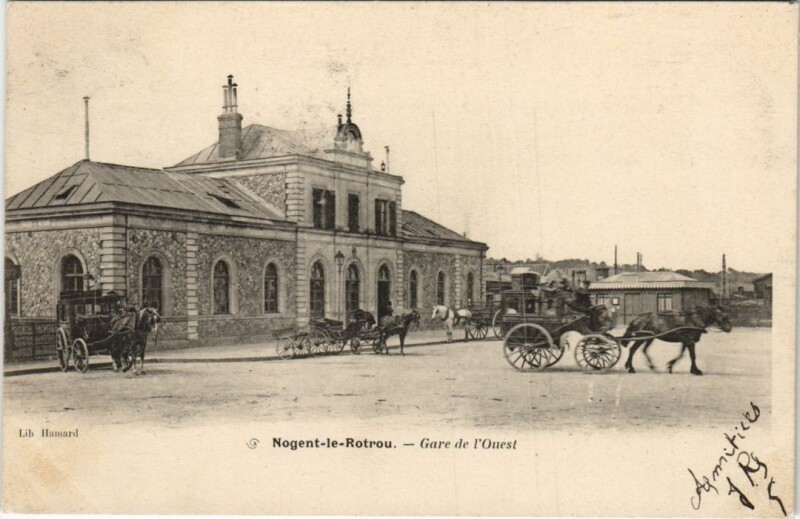 Carte postale ancienne Nogent-le-Rotrou Gare de l'Ouest France à Nogent-le-Rotrou