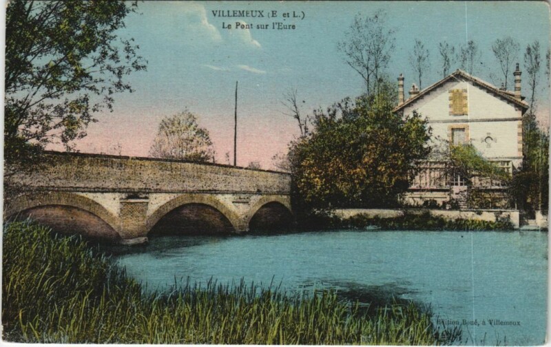 Carte postale ancienne Villemeux Le Pont s l'Eure France