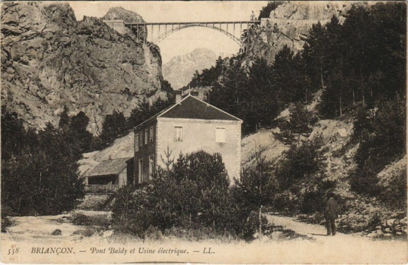 Carte postale ancienne Briancon Pont Baldy et Usine electrique France