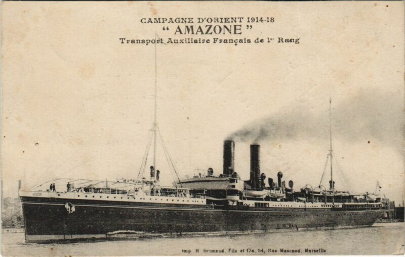Carte postale ancienne Amazone - Campagne d'Orient Ships