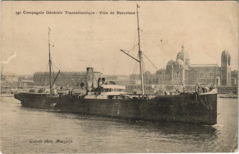 Carte postale ancienne Ville de Barcelone - Cie Gle Transatlantique Ships