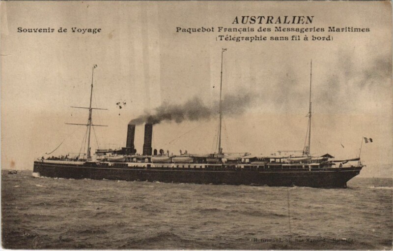 Carte postale ancienne Australien - Paquebot Francais - Messageries Maritimes Ships