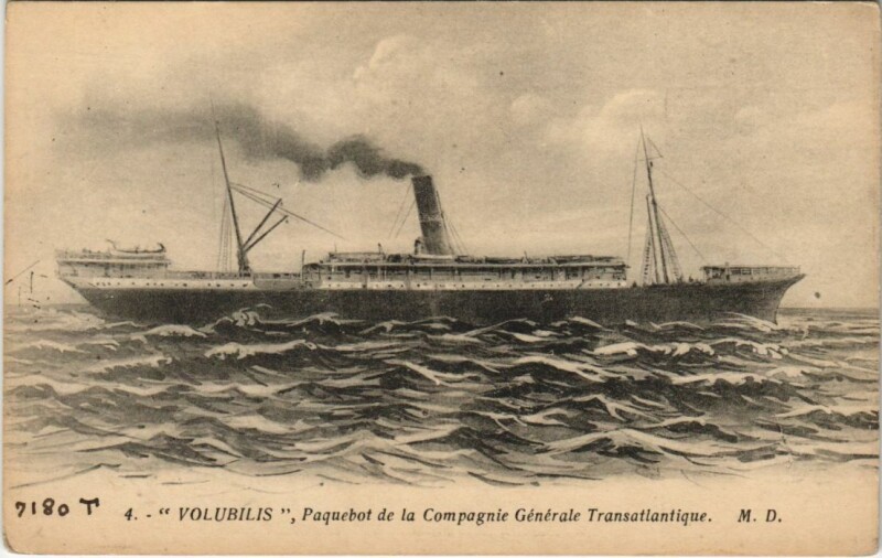 Carte postale ancienne Volubilis - Paquebot de la Cie Gle Transatlantique Ships