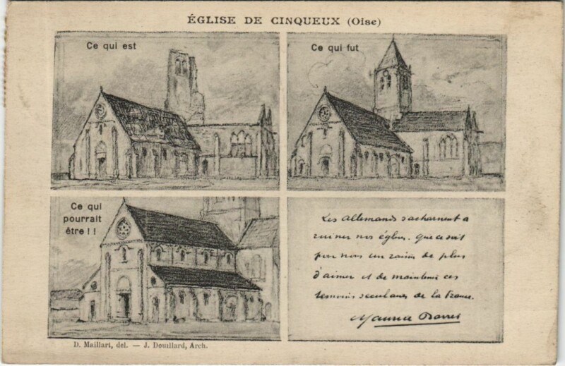 Carte postale ancienne Cinqueux Eglise - Scenes à Cinqueux