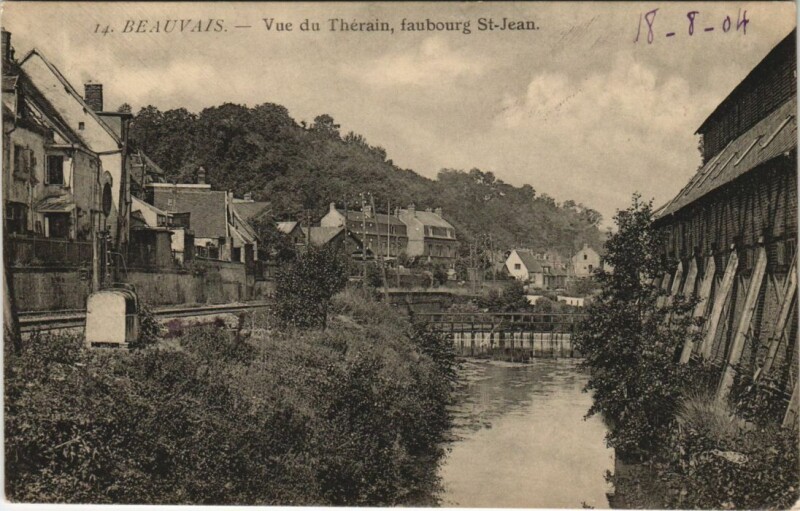 Carte postale ancienne Beauvais Vue du Therain - Faubourg Saint-Jean à Beauvais