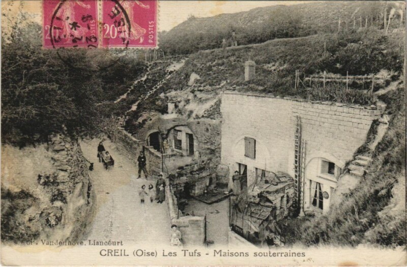 Carte postale ancienne Creil Les Tufs – Maisons souterraines France à Creil