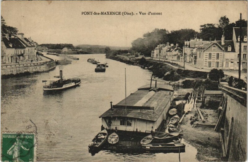 Carte postale ancienne Pont-Sainte-Maxence Vue d'Amont à Pont-Sainte-Maxence