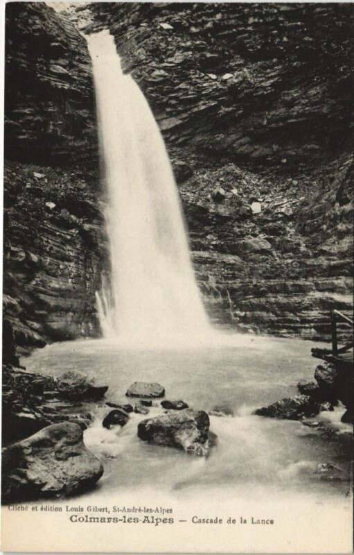 Carte postale ancienne Colmars-les-Alpes Cascade de la Lance à Colmars