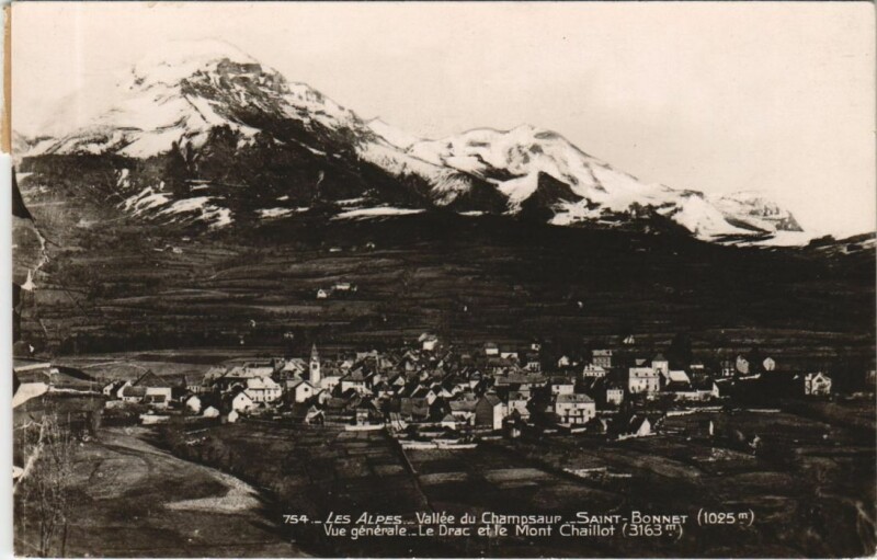Carte postale ancienne Saint-Bonnet Vue Generale - Le Drac et le Mont Chaillot