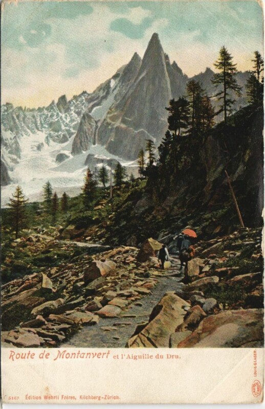 Carte postale ancienne Route de Montavert et l'Aiguille du Dru