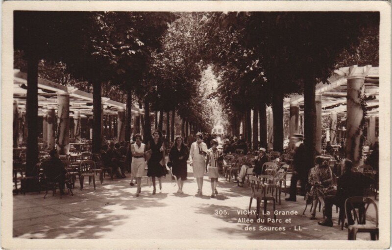 Carte postale ancienne Vichy Grande Allee du Parc et des Sources à Vichy