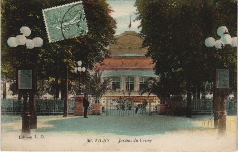 Carte postale ancienne Vichy Jardins du Casino à Vichy