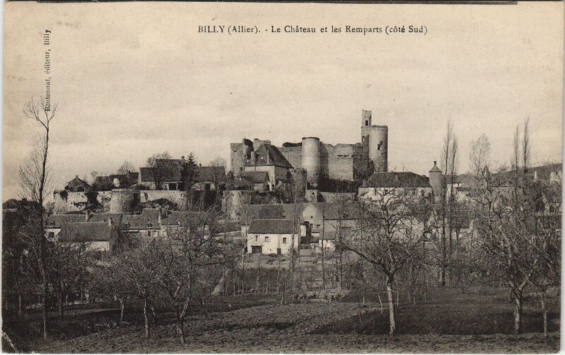 Carte postale ancienne Billy Le Chateau et les Remparts à Billy
