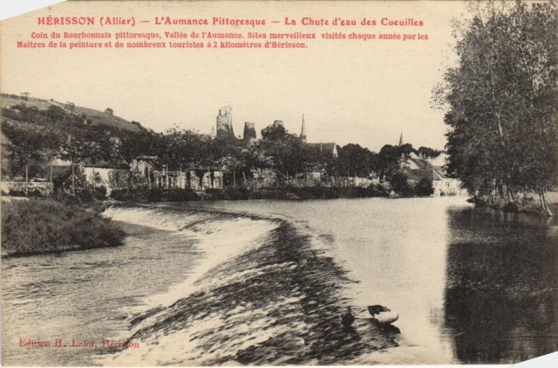 Carte postale ancienne Herisson L'Aumance - La Chute d'Eau des Cueuilles