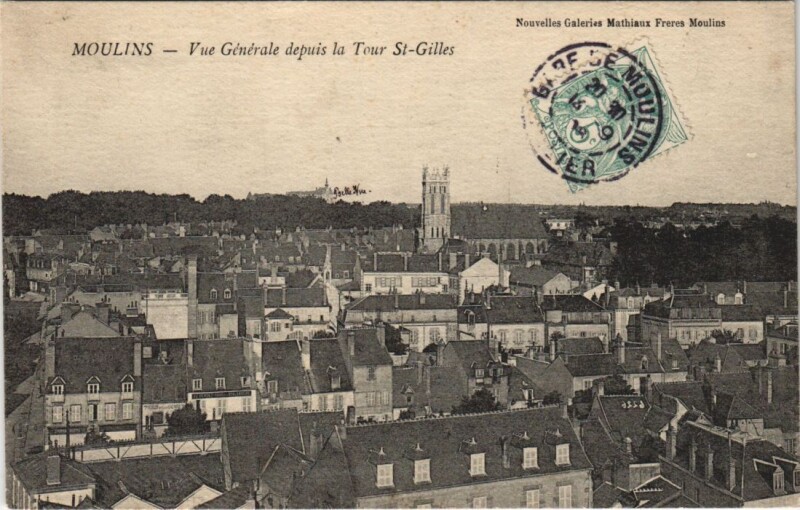 Carte postale ancienne Moulins Vue Generale depuis la Tour Saint-Gilles à Moulins