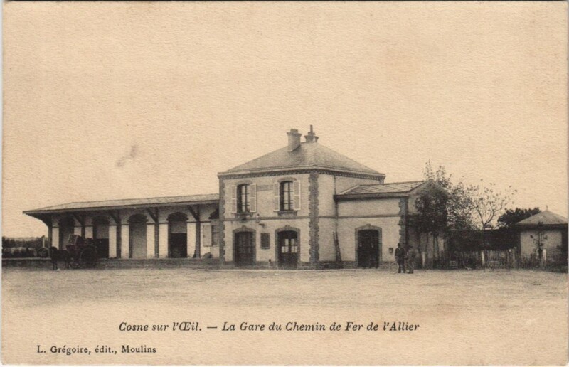 Carte postale ancienne Cosne-sur-l'Oeil La Gare du Chemin de Fer d'Allier