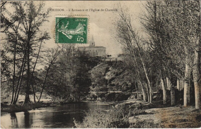 Carte postale ancienne Herisson L'Aumance et l'Eglise de Chatelloy
